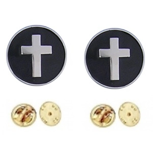 Chaplain Cross Collar Pins Round Insignia