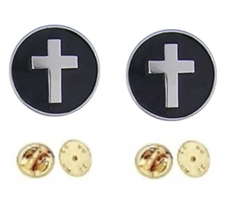 Chaplain Cross Collar Pins Round Insignia