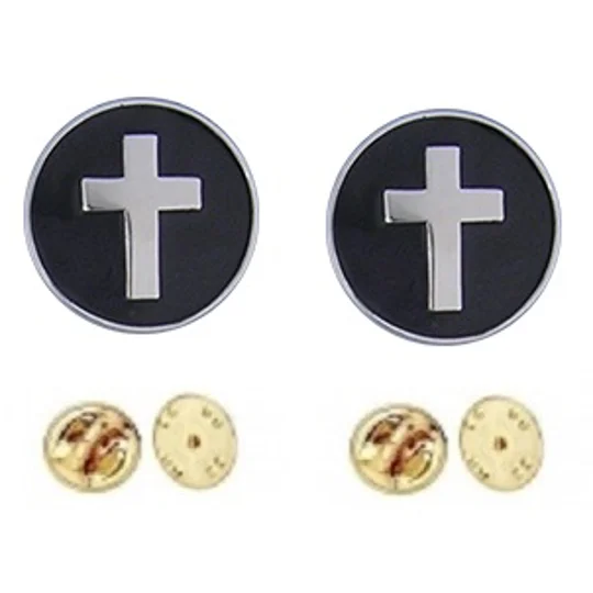 Chaplain Cross Collar Pins Round Insignia