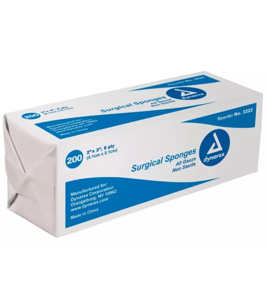 Gauze Sponge Cotton 8-Ply 2 X 2 NonSterile 200 Pk