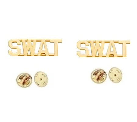 Collar Pins Insignia Letters SWAT 1/4 Gold