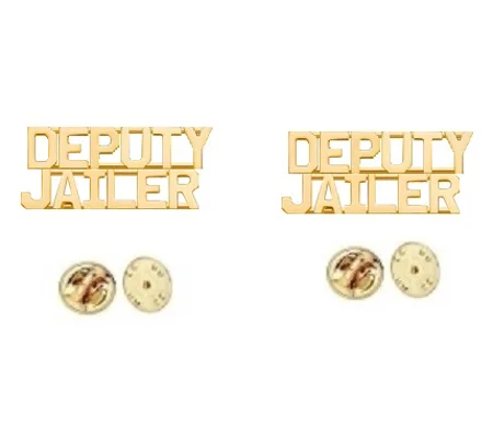 Collar Pins Insignia Letters DEPUTY JAILER 1/4 Gold