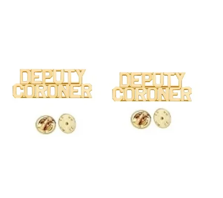 Collar Pins Insignia Letters DEPUTY CORONER 1/4 Gold