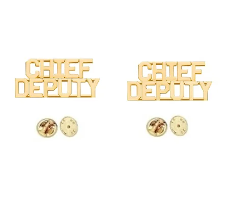 Collar Pins Insignia Letters CHIEF DEPUTY 1/4 Gold