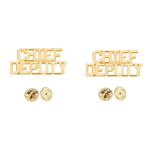 Collar Pins Insignia Letters CHIEF DEPUTY 1/4 Gold