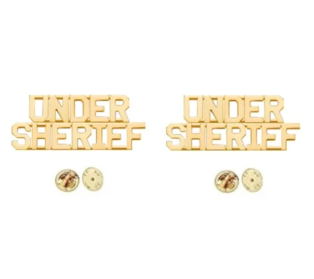 Collar Insignia Pins Letters 1/4" Deputy UNDER SHERIFF Gold