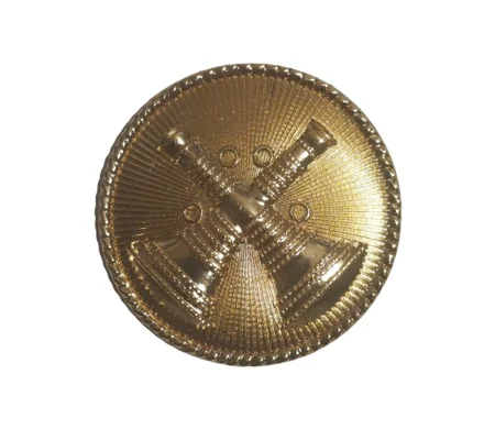 Hat Pin Bugles Disc 2 Bugle Crossed Gold Battalion Chief Screw Post 1 5/8"
