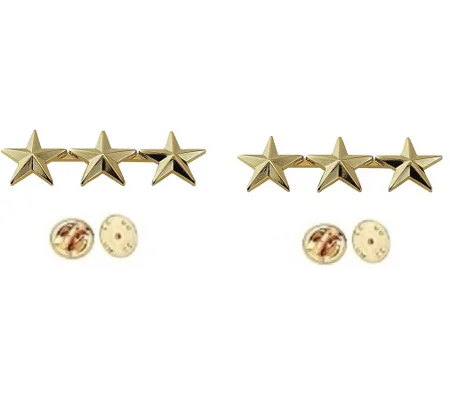 3 Stars 3/8" Collar Pins Military Officer Insignia