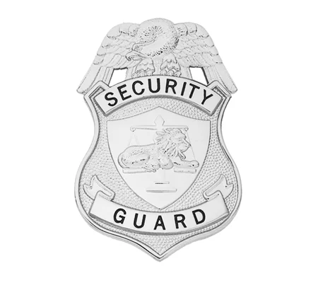 Security Guard Shield Badge Lion with Scales Silver