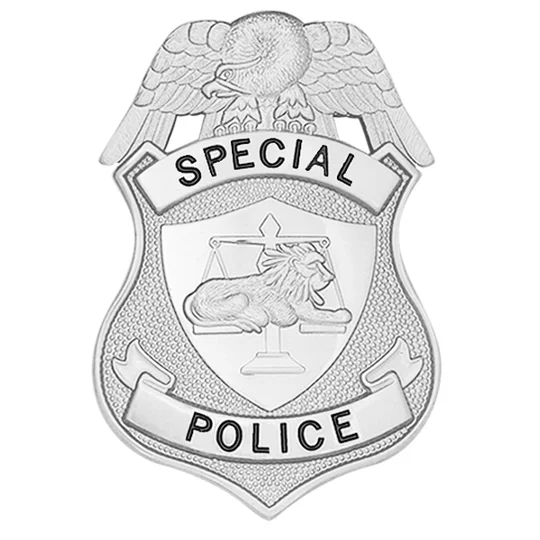 Special Police Shield Badge Lion with Scales Silver