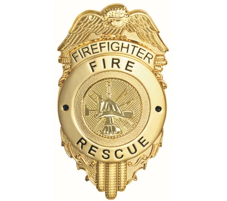 Fire Rescue Firefighter Shield Badge Eagle Gold