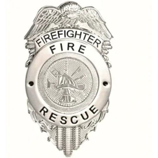 Fire Rescue Firefighter Shield Badge Eagle Silver