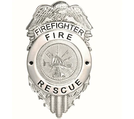 Fire Rescue Firefighter Shield Badge Eagle Silver