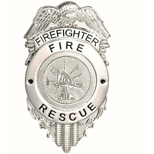 Fire Rescue Firefighter Shield Badge Eagle Silver