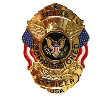 Texas Commissioned Officer Gold Shield Badge