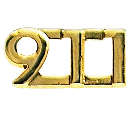 Collar Pins Insignia Numbers 3/8'' 911 Gold