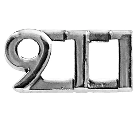 Collar Pins Insignia Numbers 3/8'' 911 Silver
