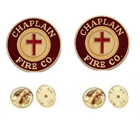 Chaplain Fire Co Round Disc Collar Insignia Set