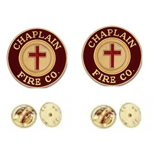 Chaplain Fire Co Round Disc Collar Insignia Set