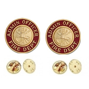Admin Officer Fire Dept Round Disc Collar Insignia Set
