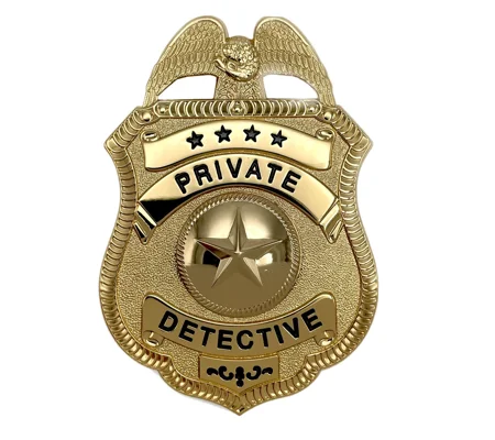 Private Detective Investigator Shield Badge Gold with Clip