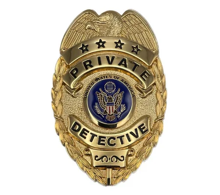 Private Detective Shield Badge Gold