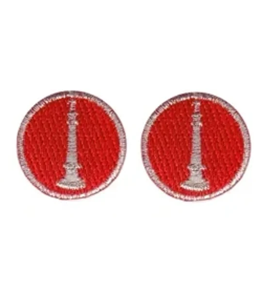 Lieutenant 1 Bugle Collar Insignia Red Silver Embroidery