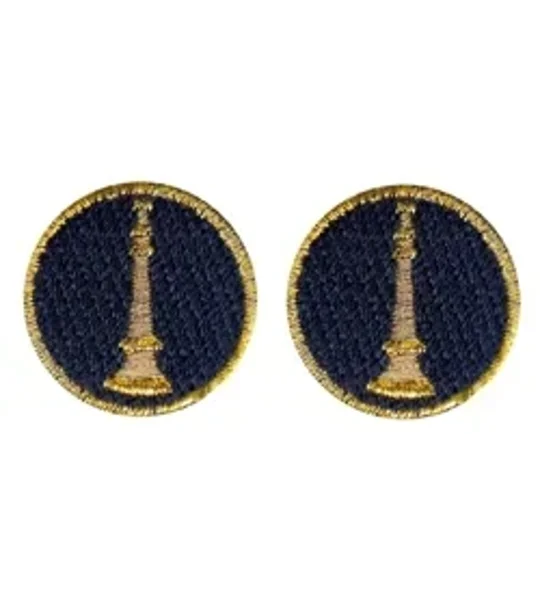 Lieutenant 1 Bugle Collar Insignia Navy Gold Embroidery