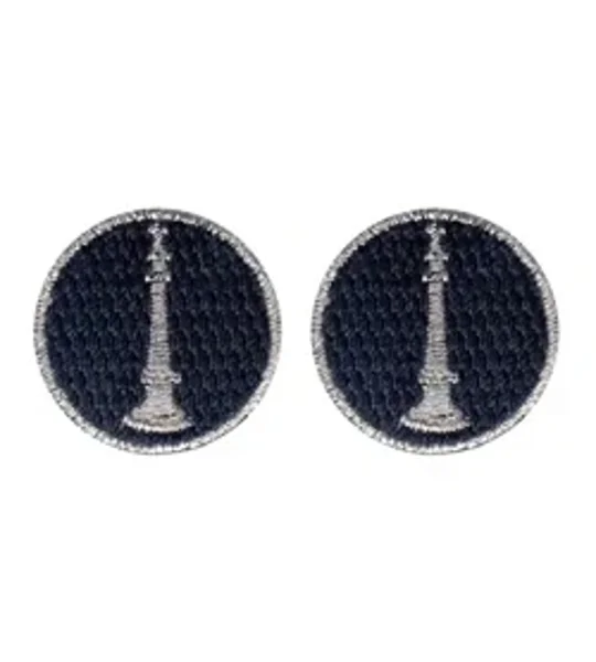Lieutenant 1 Bugle Collar Insignia Navy Silver Embroidery