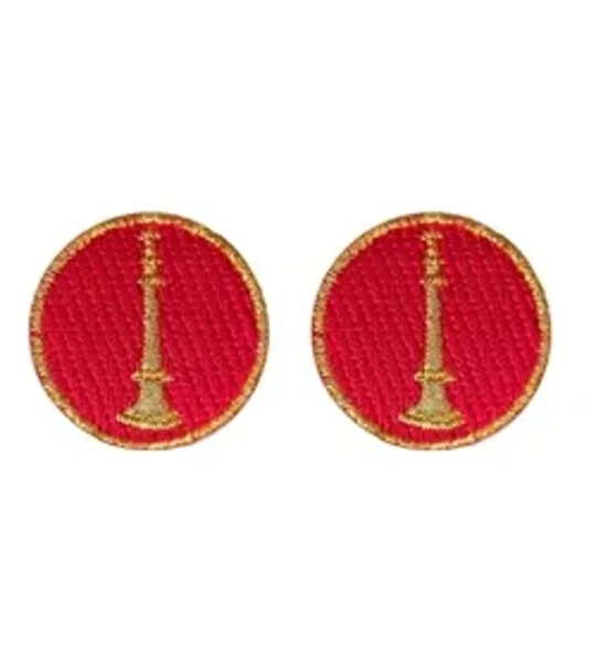 Lieutenant 1 Bugle Collar Insignia Red Gold Embroidery