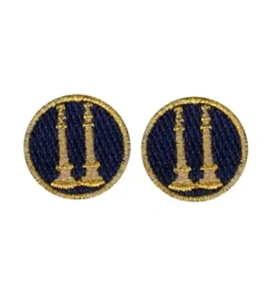 Captain 2 Bugles Collar Insignia Navy Gold Embroidery