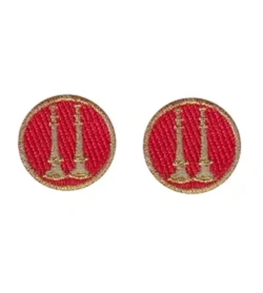 Captain 2 Bugles Collar Insignia Red Gold Embroidery