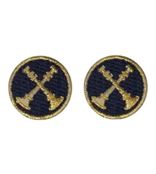 Battalion Chief 2 Crossed Bugles Collar Insignia Navy Gold