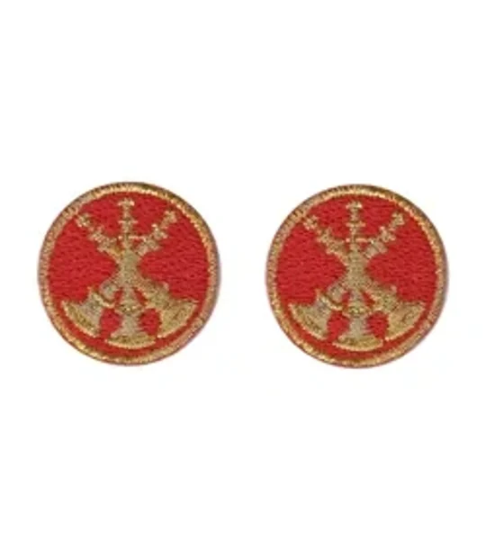 Asst. Assistant Chief 3 Bugles Collar Insignia Red Gold Embroidery