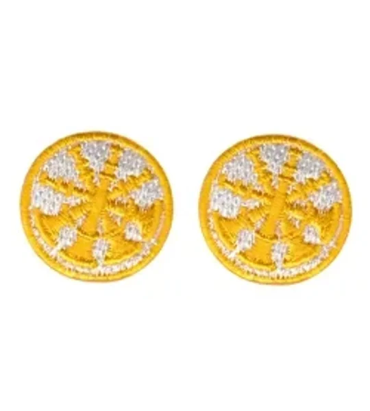 Deputy Chief 4 Bugles Collar Insignia White Gold Embroidery