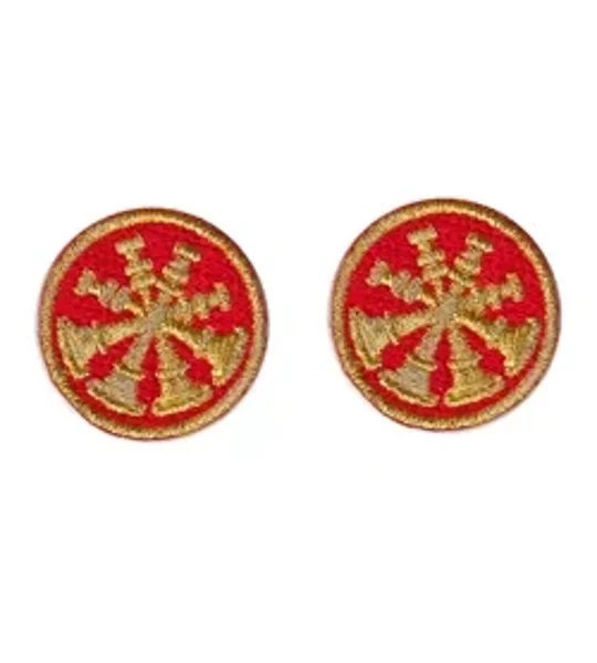Deputy Chief 4 Bugles Collar Insignia Red Gold Embroidery