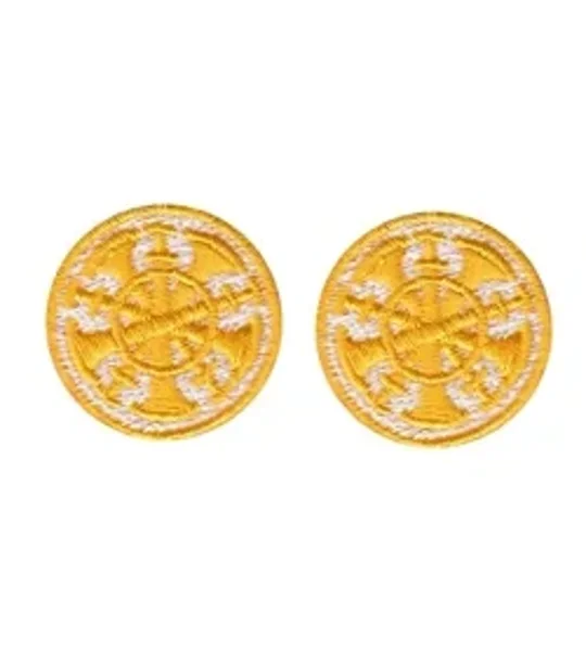 Chief 5 Bugles Collar Insignia White Gold Embroidery