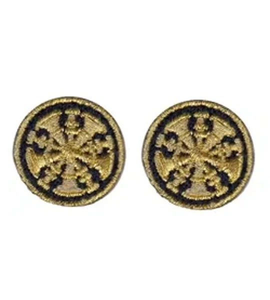 Chief 5 Bugles Collar Insignia Navy Gold Embroidery