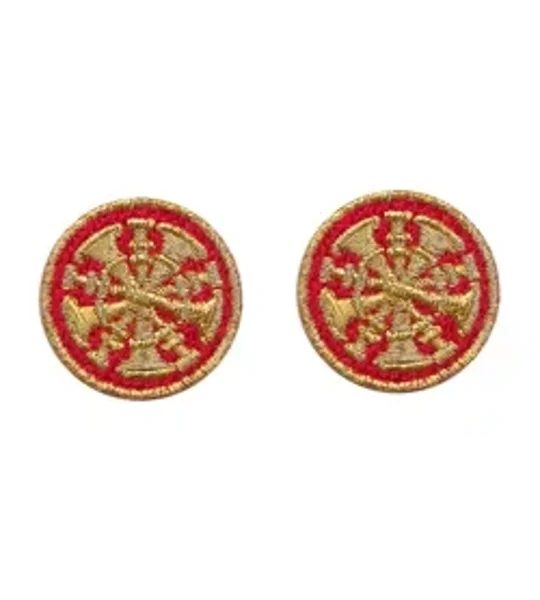 Chief 5 Bugles Collar Insignia Red Gold Embroidery