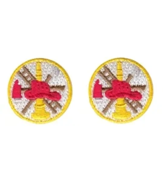 Fire Scramble Full Color Collar Insignia Red Gold Embroidery