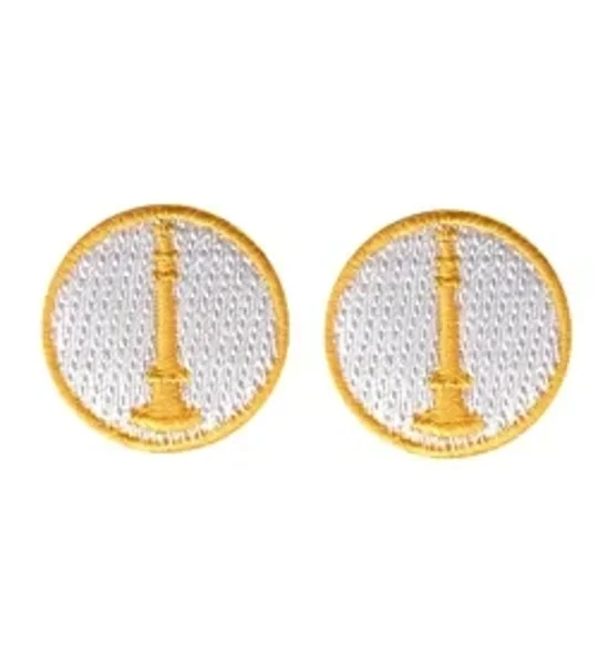 Lieutenant 1 Bugle Collar Insignia White Gold Embroidery