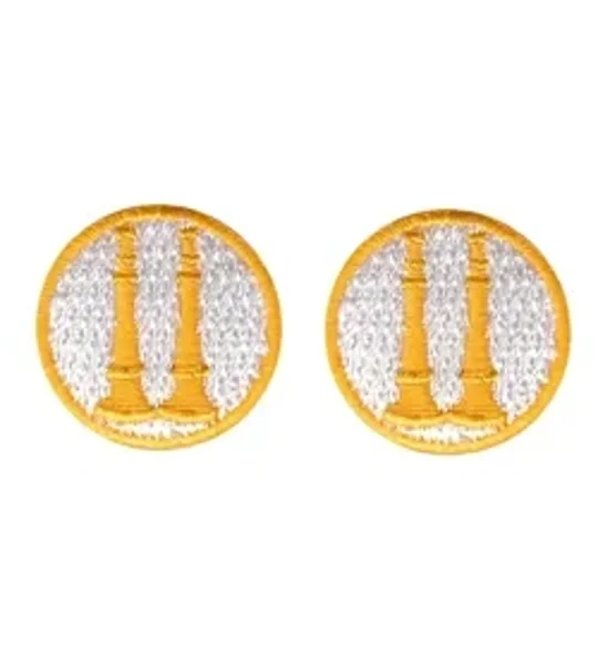 Captain 2 Bugles Collar Insignia White Gold Embroidery