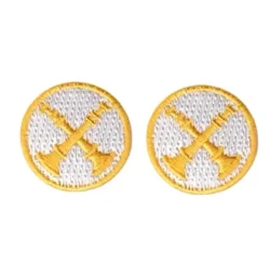 Battalion Chief 2 Crossed Bugles Collar Insignia White Gold