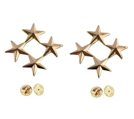 4 Stars 3/8" Cluster Collar Pins Military Officer Insignia