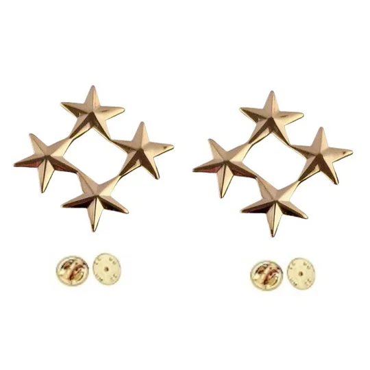 4 Stars 3/8" Cluster Collar Pins Military Officer Insignia
