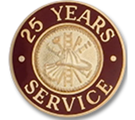 Collar Insignia Tac Pin Red Years Service 25