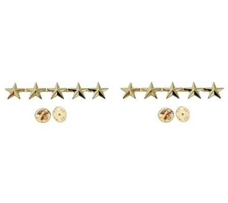 5 Stars 3/8" Collar Pins Military Officer Insignia