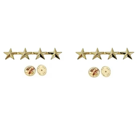 4 Stars 3/8" Collar Pins Military Officer Insignia