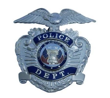 Police Dept Department Hat Badge Screw Back Silver
