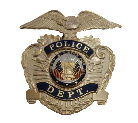 Police Dept Department Hat Badge Screw Back Gold